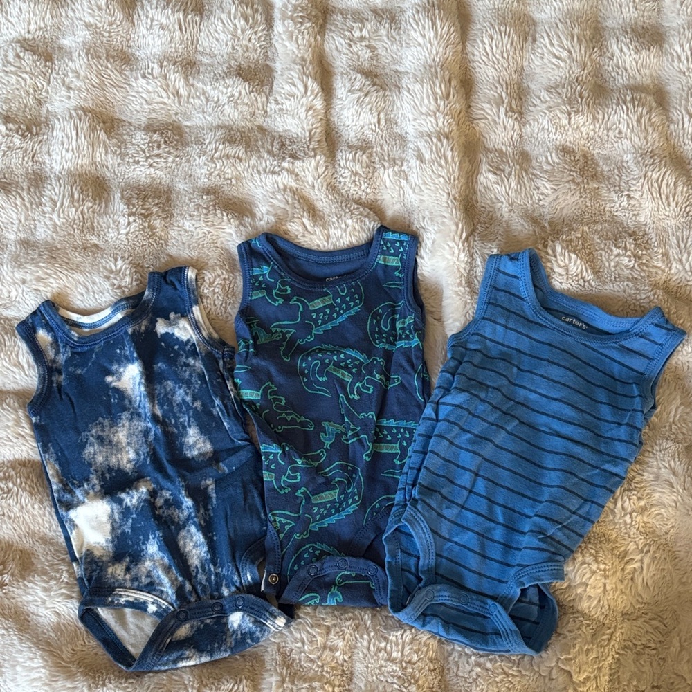 Carter's Blue and Green Crocodile Bodysuits